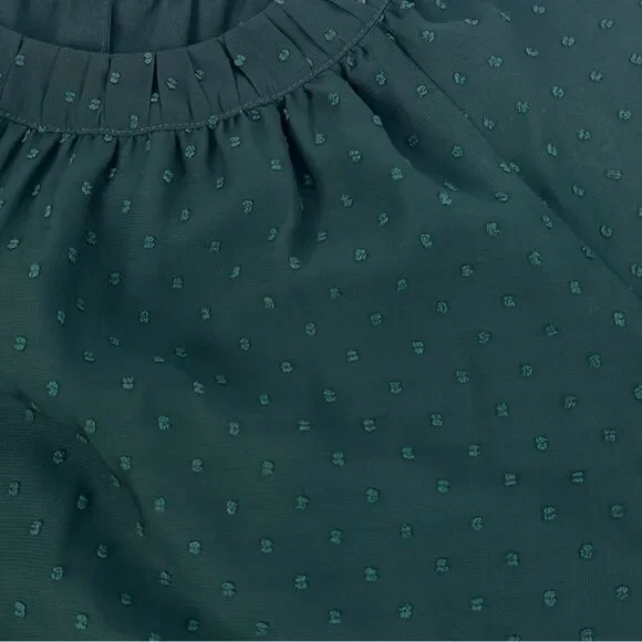 UNIVERSAL STANDARD Green Swiss Dot Short Sleeve Blouse Top Sz S - Picture 6 of 9